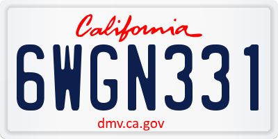 CA license plate 6WGN331