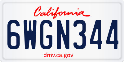 CA license plate 6WGN344