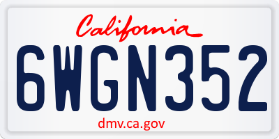 CA license plate 6WGN352