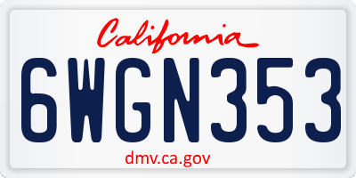 CA license plate 6WGN353