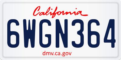 CA license plate 6WGN364