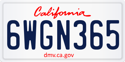 CA license plate 6WGN365