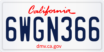 CA license plate 6WGN366