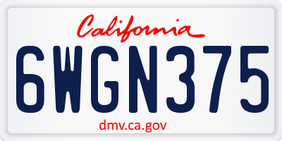 CA license plate 6WGN375