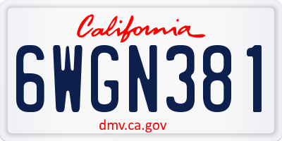 CA license plate 6WGN381