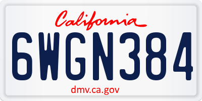 CA license plate 6WGN384
