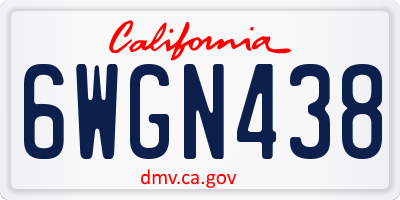 CA license plate 6WGN438