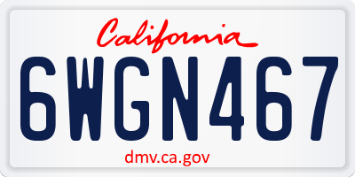 CA license plate 6WGN467