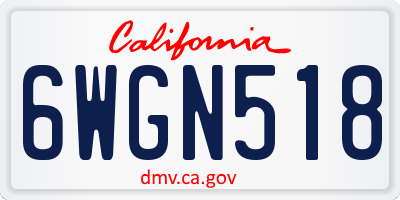 CA license plate 6WGN518