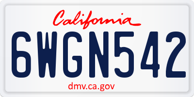 CA license plate 6WGN542