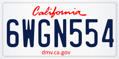 CA license plate 6WGN554