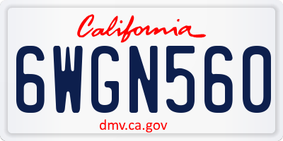 CA license plate 6WGN560