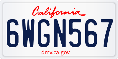 CA license plate 6WGN567
