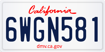 CA license plate 6WGN581