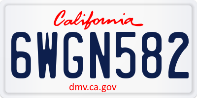 CA license plate 6WGN582