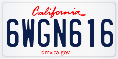 CA license plate 6WGN616