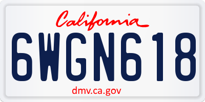 CA license plate 6WGN618