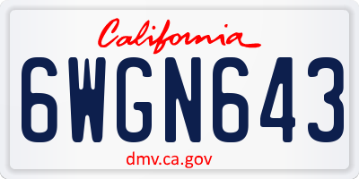 CA license plate 6WGN643