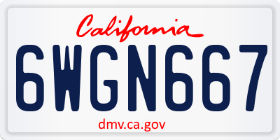 CA license plate 6WGN667