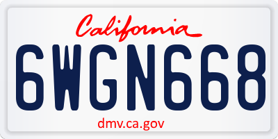 CA license plate 6WGN668