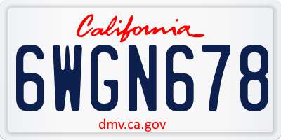 CA license plate 6WGN678