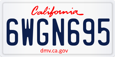 CA license plate 6WGN695