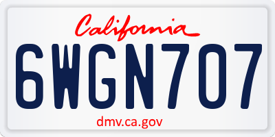 CA license plate 6WGN707