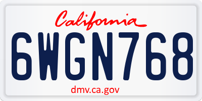 CA license plate 6WGN768
