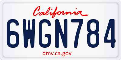 CA license plate 6WGN784