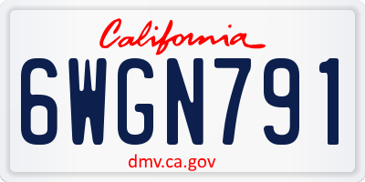 CA license plate 6WGN791