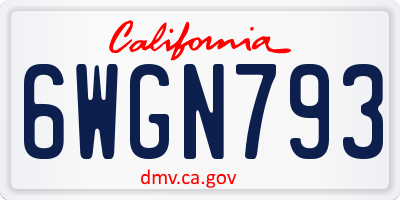 CA license plate 6WGN793