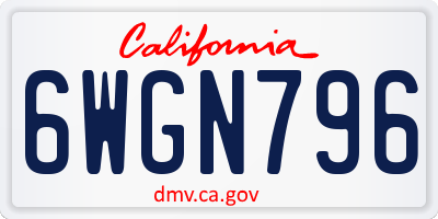 CA license plate 6WGN796