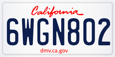CA license plate 6WGN802