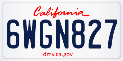 CA license plate 6WGN827