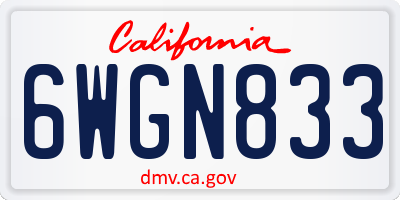 CA license plate 6WGN833
