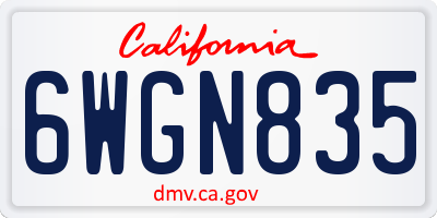 CA license plate 6WGN835