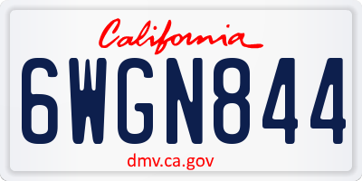 CA license plate 6WGN844