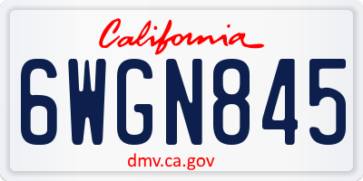 CA license plate 6WGN845