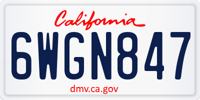 CA license plate 6WGN847
