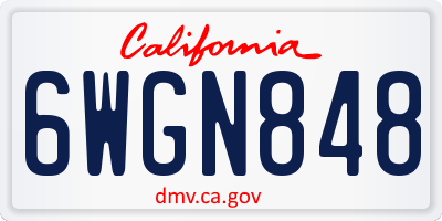 CA license plate 6WGN848