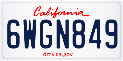 CA license plate 6WGN849