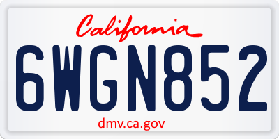 CA license plate 6WGN852