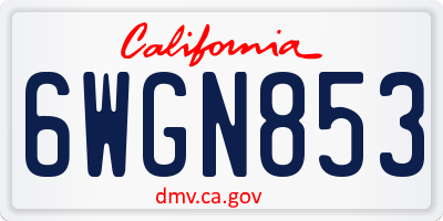 CA license plate 6WGN853