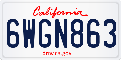 CA license plate 6WGN863