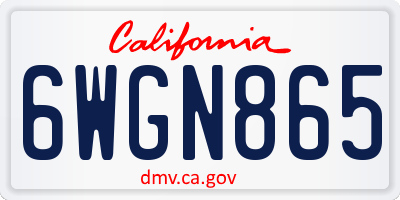 CA license plate 6WGN865