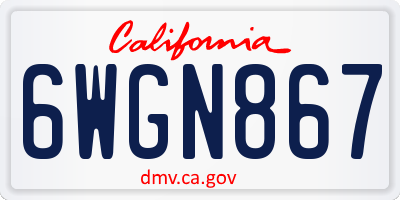 CA license plate 6WGN867