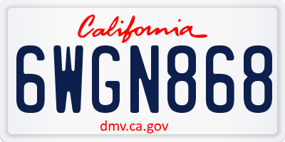 CA license plate 6WGN868
