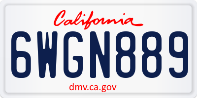 CA license plate 6WGN889