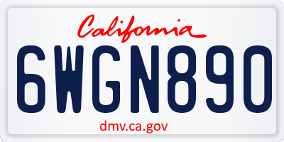 CA license plate 6WGN890