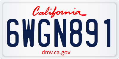 CA license plate 6WGN891